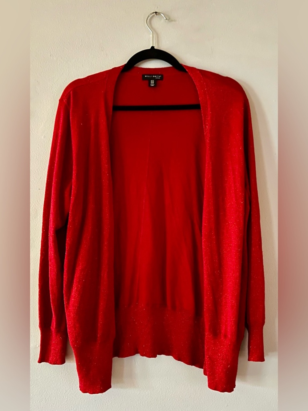 Willi Smith Red Shimmer Open Cardigan